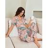 image:imageEkouaer Pajamas for Women Set Button Up Sleepswear 2 Piece Short Sleeve PJ Top and Long Pants Loungwear With Pocket SXXLTropical Print