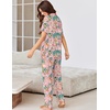 image:imageEkouaer Pajamas for Women Set Button Up Sleepswear 2 Piece Short Sleeve PJ Top and Long Pants Loungwear With Pocket SXXLTropical Print