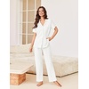 image:imageEkouaer Pajamas for Women Set Button Up Sleepswear 2 Piece Short Sleeve PJ Top and Long Pants Loungwear With Pocket SXXLWhite