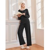 image:imageEkouaer Pajamas for Women Set Long Sleeve Sleepwear Top amp Pants Pjs Comfy 2 Piece Lounge Set with Pockets SXXLBlack