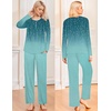 image:imageEkouaer Pajamas for Women Set Long Sleeve Sleepwear Top amp Pants Pjs Comfy 2 Piece Lounge Set with Pockets SXXLBluegreen Leaves