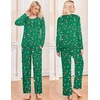 image:imageEkouaer Pajamas for Women Set Long Sleeve Sleepwear Top amp Pants Pjs Comfy 2 Piece Lounge Set with Pockets SXXLChristmas Green