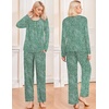 image:imageEkouaer Pajamas for Women Set Long Sleeve Sleepwear Top amp Pants Pjs Comfy 2 Piece Lounge Set with Pockets SXXLGreen Pot