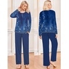 image:imageEkouaer Pajamas for Women Set Long Sleeve Sleepwear Top amp Pants Pjs Comfy 2 Piece Lounge Set with Pockets SXXLNavy Floral