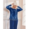 image:imageEkouaer Pajamas for Women Set Long Sleeve Sleepwear Top amp Pants Pjs Comfy 2 Piece Lounge Set with Pockets SXXLNavy Floral