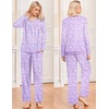 image:imageEkouaer Pajamas for Women Set Long Sleeve Sleepwear Top amp Pants Pjs Comfy 2 Piece Lounge Set with Pockets SXXLPurple Floral