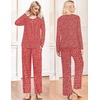 image:imageEkouaer Pajamas for Women Set Long Sleeve Sleepwear Top amp Pants Pjs Comfy 2 Piece Lounge Set with Pockets SXXLRed Floral