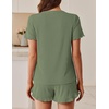 image:imageEkouaer Ribbed Knit Lounge Sets Summer Short Sleeve Pajama Set Soft Pj Sets Ruffle Pjs Loungewear with Pockets SXXLArmy Green1