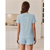 image:imageEkouaer Ribbed Knit Lounge Sets Summer Short Sleeve Pajama Set Soft Pj Sets Ruffle Pjs Loungewear with Pockets SXXLLight Blue1