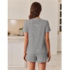 image:imageEkouaer Ribbed Knit Lounge Sets Summer Short Sleeve Pajama Set Soft Pj Sets Ruffle Pjs Loungewear with Pockets SXXLLight Grey1