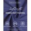 image:imageEkouaer Ribbed Knit Lounge Sets Summer Short Sleeve Pajama Set Soft Pj Sets Ruffle Pjs Loungewear with Pockets SXXLNavy Blue1