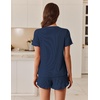 image:imageEkouaer Ribbed Knit Lounge Sets Summer Short Sleeve Pajama Set Soft Pj Sets Ruffle Pjs Loungewear with Pockets SXXLNavy Blue1
