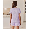 image:imageEkouaer Ribbed Knit Lounge Sets Summer Short Sleeve Pajama Set Soft Pj Sets Ruffle Pjs Loungewear with Pockets SXXLPurple1