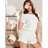 image:imageEkouaer Ribbed Knit Lounge Sets Summer Short Sleeve Pajama Set Soft Pj Sets Ruffle Pjs Loungewear with Pockets SXXLWhite1