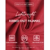 image:imageEkouaer Ribbed Knit Lounge Sets Summer Short Sleeve Pajama Set Soft Pj Sets Ruffle Pjs Loungewear with Pockets SXXLWine Red1