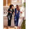 image:imageEkouaer Satin Pajamas Set Women Short Sleeve Sleepwear Soft Button Down Loungewear Pjs SetBlackBlue