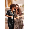 image:imageEkouaer Satin Pajamas Set Women Short Sleeve Sleepwear Soft Button Down Loungewear Pjs SetBlackBrown Leopard