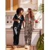 image:imageEkouaer Satin Pajamas Set Women Short Sleeve Sleepwear Soft Button Down Loungewear Pjs SetBlackBrown Leopard