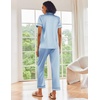 image:imageEkouaer Satin Pajamas Set Women Short Sleeve Sleepwear Soft Button Down Loungewear Pjs SetBlackLight Blue