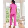 image:imageEkouaer Satin Pajamas Set Women Short Sleeve Sleepwear Soft Button Down Loungewear Pjs SetBlackPink Leopard