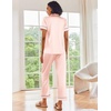 image:imageEkouaer Satin Pajamas Set Women Short Sleeve Sleepwear Soft Button Down Loungewear Pjs SetChampagnePink