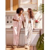 image:imageEkouaer Satin Pajamas Set Women Short Sleeve Sleepwear Soft Button Down Loungewear Pjs SetChampagnePink