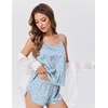 image:imageEkouaer Satin Pajamas Set for Women Silk Cami Pjs Sets Soft Sleepwear V Neck Camisole Top and ShortsBlue Bow Knot