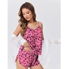 image:imageEkouaer Satin Pajamas Set for Women Silk Cami Pjs Sets Soft Sleepwear V Neck Camisole Top and ShortsPink Heart