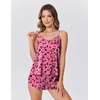 image:imageEkouaer Satin Pajamas Set for Women Silk Cami Pjs Sets Soft Sleepwear V Neck Camisole Top and ShortsPink Heart