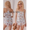 image:imageEkouaer Womens Cami Pajama Sets Soft Shorts Lingerie Set Camisole 2 Piece Cami Shorts Pj NightwearBlue Striped Teddy