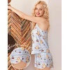image:imageEkouaer Womens Cami Pajama Sets Soft Shorts Lingerie Set Camisole 2 Piece Cami Shorts Pj NightwearBlue Striped Teddy