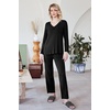 image:imageEkouaer Womens Pajama Sets 2 Piece Lounge Set Fall Winter Pajamas Long Sleeve Pjs Top and Pants Soft Pj Sets Loose SleepwearA01black
