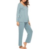 image:imageEkouaer Womens Pajama Sets 2 Piece Lounge Set Fall Winter Pajamas Long Sleeve Pjs Top and Pants Soft Pj Sets Loose SleepwearAqua Green