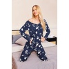 image:imageEkouaer Womens Pajama Sets 2 Piece Lounge Set Fall Winter Pajamas Long Sleeve Pjs Top and Pants Soft Pj Sets Loose SleepwearBlue White Flower