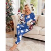 image:imageEkouaer Womens Pajama Sets 2 Piece Lounge Set Fall Winter Pajamas Long Sleeve Pjs Top and Pants Soft Pj Sets Loose SleepwearChristmas Polar Bearroyal Blue