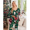 image:imageEkouaer Womens Pajama Sets 2 Piece Lounge Set Fall Winter Pajamas Long Sleeve Pjs Top and Pants Soft Pj Sets Loose SleepwearChristmas Snowman Green