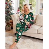 image:imageEkouaer Womens Pajama Sets 2 Piece Lounge Set Fall Winter Pajamas Long Sleeve Pjs Top and Pants Soft Pj Sets Loose SleepwearChristmas Snowman Green