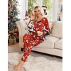 image:imageEkouaer Womens Pajama Sets 2 Piece Lounge Set Fall Winter Pajamas Long Sleeve Pjs Top and Pants Soft Pj Sets Loose SleepwearChristmas Snowman Red
