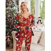 image:imageEkouaer Womens Pajama Sets 2 Piece Lounge Set Fall Winter Pajamas Long Sleeve Pjs Top and Pants Soft Pj Sets Loose SleepwearChristmas Snowman Red