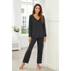 image:imageEkouaer Womens Pajama Sets 2 Piece Lounge Set Fall Winter Pajamas Long Sleeve Pjs Top and Pants Soft Pj Sets Loose SleepwearDark Gray