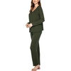 image:imageEkouaer Womens Pajama Sets 2 Piece Lounge Set Fall Winter Pajamas Long Sleeve Pjs Top and Pants Soft Pj Sets Loose SleepwearDark Green