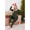 image:imageEkouaer Womens Pajama Sets 2 Piece Lounge Set Fall Winter Pajamas Long Sleeve Pjs Top and Pants Soft Pj Sets Loose SleepwearDark Green