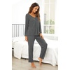 image:imageEkouaer Womens Pajama Sets 2 Piece Lounge Set Fall Winter Pajamas Long Sleeve Pjs Top and Pants Soft Pj Sets Loose SleepwearGray