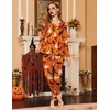 image:imageEkouaer Womens Pajama Sets 2 Piece Lounge Set Fall Winter Pajamas Long Sleeve Pjs Top and Pants Soft Pj Sets Loose SleepwearHalloween Pattern