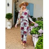 image:imageEkouaer Womens Pajama Sets 2 Piece Lounge Set Fall Winter Pajamas Long Sleeve Pjs Top and Pants Soft Pj Sets Loose SleepwearInk Flowers