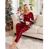 image:imageEkouaer Womens Pajama Sets 2 Piece Lounge Set Fall Winter Pajamas Long Sleeve Pjs Top and Pants Soft Pj Sets Loose SleepwearMedium Chessboardblack and Red