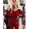 image:imageEkouaer Womens Pajama Sets 2 Piece Lounge Set Fall Winter Pajamas Long Sleeve Pjs Top and Pants Soft Pj Sets Loose SleepwearMedium Chessboardblack and Red