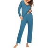 image:imageEkouaer Womens Pajama Sets 2 Piece Lounge Set Fall Winter Pajamas Long Sleeve Pjs Top and Pants Soft Pj Sets Loose SleepwearPeacock Blue