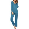 image:imageEkouaer Womens Pajama Sets 2 Piece Lounge Set Fall Winter Pajamas Long Sleeve Pjs Top and Pants Soft Pj Sets Loose SleepwearPeacock Blue