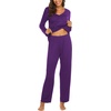 image:imageEkouaer Womens Pajama Sets 2 Piece Lounge Set Fall Winter Pajamas Long Sleeve Pjs Top and Pants Soft Pj Sets Loose SleepwearPurple